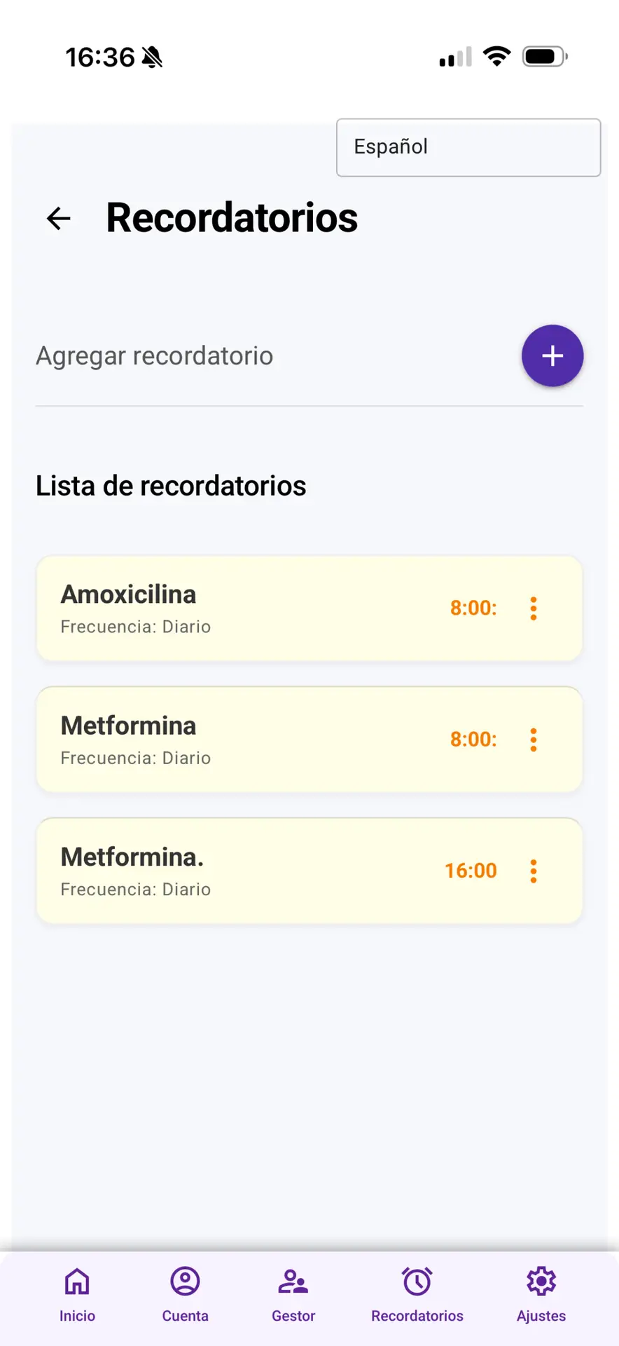 Recordatorios de medicamentos
